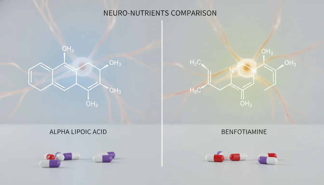 Molecular comparison of alpha lipoic acid and benfotiamine with nerve pathways