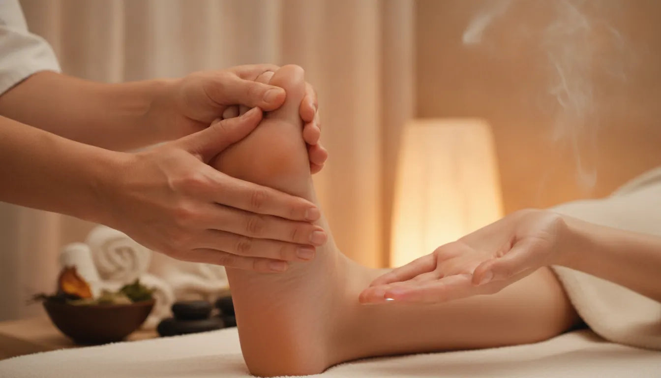 A close-up of a professional, gentle massage supporting nerve comfort and healthy circulation.
