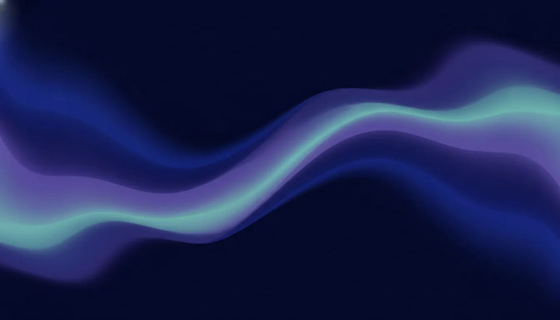 Abstract calming blue and purple spectrum light bands representing restful sleep and nerve comfort