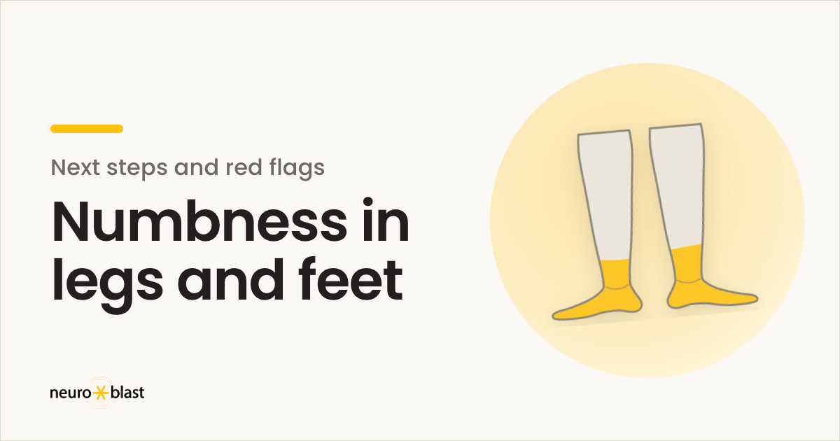 Article cover: illustration of two lower legs and feet, titled Numbness in legs and feet.