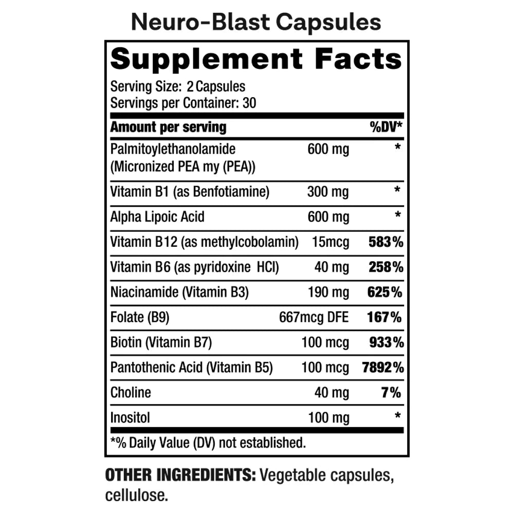 Neuro-Blast Advanced Nerve Health & Cellular Energy Formula - Capsules Only